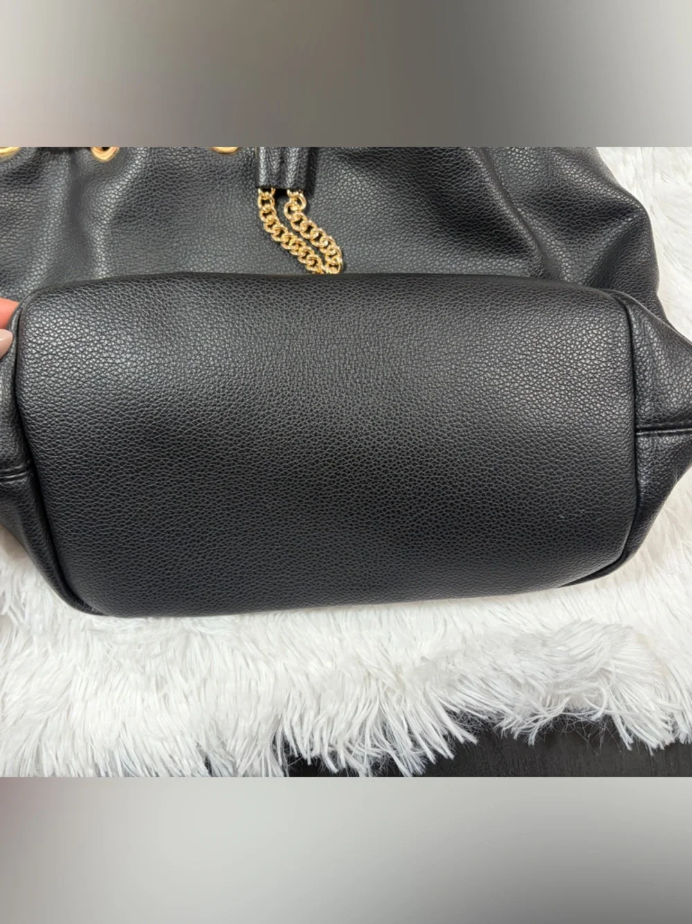 Victoria's Secret Black Drawstring Chain-Accent Hobo